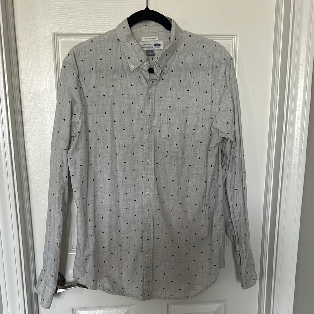 Old Navy Gray Dress Shirt with Mandarin Collar